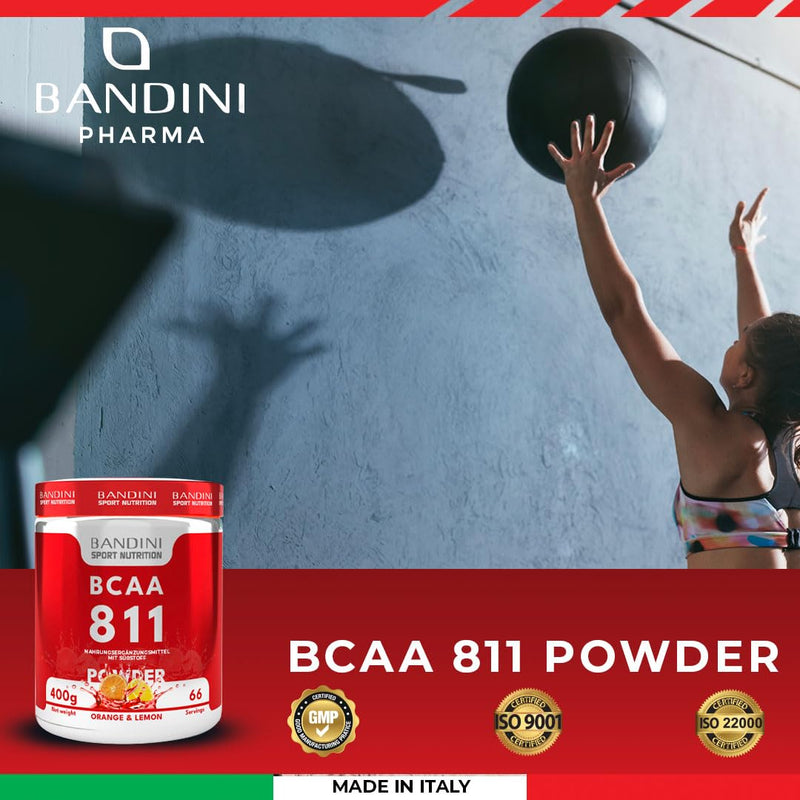 Bandini Bcaa Powder 8:1:1 - Dietary Supplement With Branched Chain Amino Acids In A Ratio 8.1.1 400 G (Orange/Lemon Flavor) - Amino Powder 811 With Leucine - Made In Italy - NewNest Australia