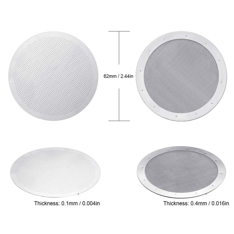 2 Pack Reusable Filters, Coffee Mesh for AeroPress Coffee Makers, 100% Stainless Steel Washable Screens with 1 Brush - NewNest Australia