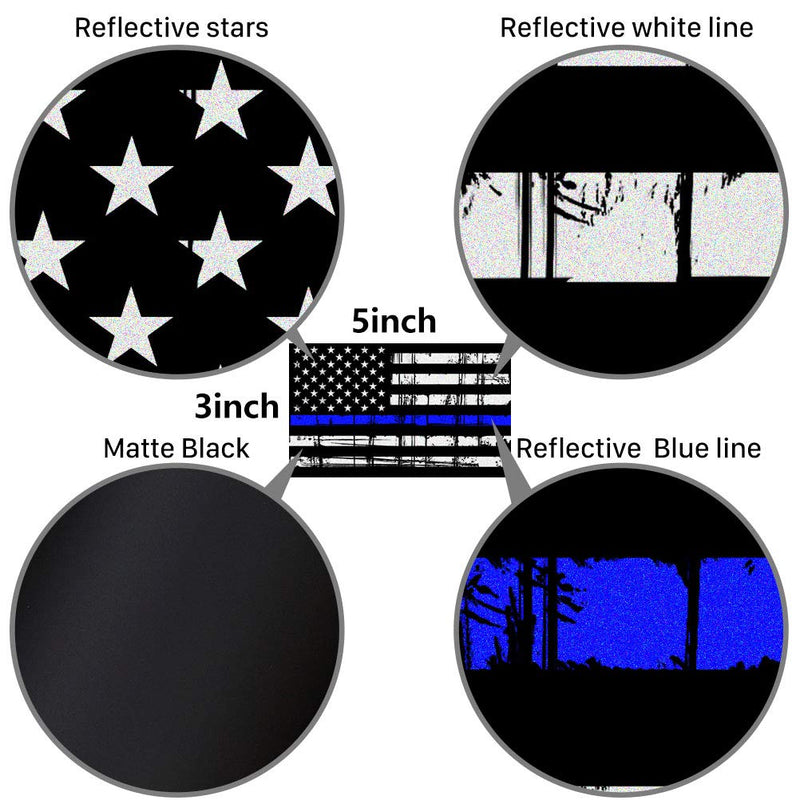 Creatrill Reflective Tattered Thin Blue Line Decal Matte Black – 3 Packs 3x5 in. American USA Flag Decal Stickers for Cars, Trucks, Hard Hat, Support Police and Law Enforcement Officers 3-blueline - NewNest Australia