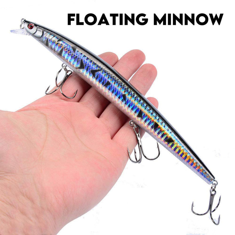 LINGYUE Fishing Lures Minnow VIB Popper Hard Bait Lures with Treble Hook Lifelike 3D Fishing Eyes Swimbait Crankbait Deep/Shallow Divers Fish Tackle Kits Y139-gary - NewNest Australia