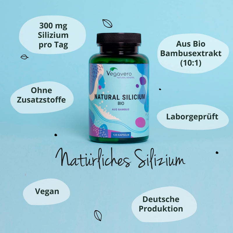 ORGANIC silicon capsules | Premium: made from 100% organic bamboo extract (10:1) | Organic silicon in high doses organic | Laboratory tested | Vegan - No additives | German production of Vegavero® | 120 capsules - NewNest Australia