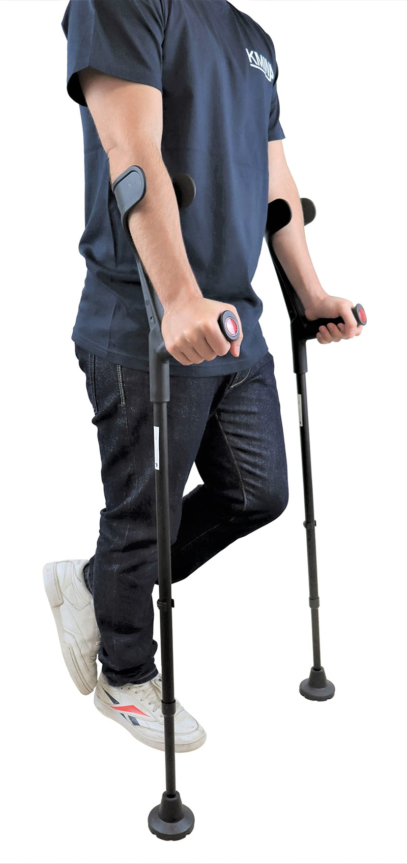 KMINA - Crutches for Adults Men (x2 Units, Open Cuff), Elbow Crutches Adults, Adjustable Crutches for Women Pair, Black Crutches Pair, Open Cuff Crutches for Men, Black - Made in Europe - NewNest Australia