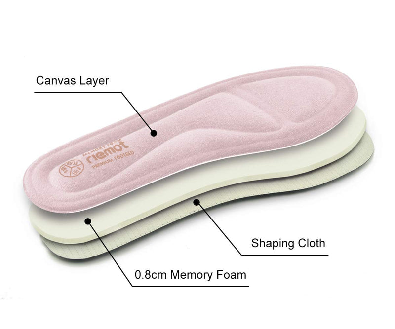 riemot Memory Foam Insoles for Men and Women,Replacement Shoe Inserts for Sports Shoes,Trainers,Sneakers,Work Boots and Walking Shoes,Comfort,Cushioning Women Pink 5 UK - NewNest Australia