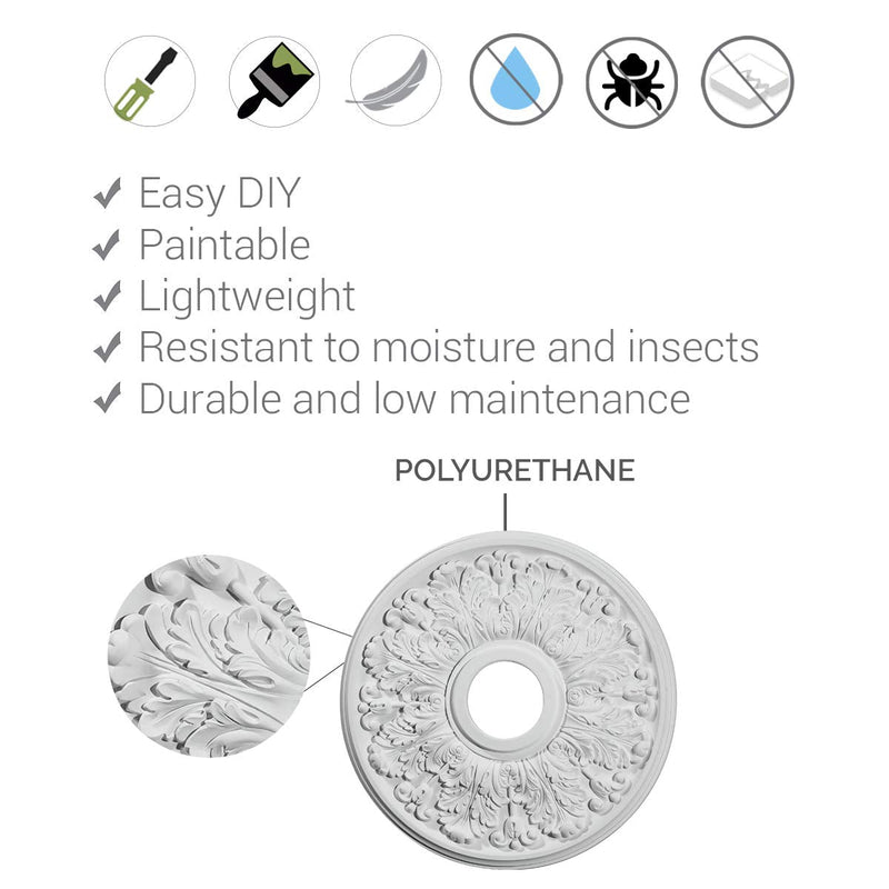 Ekena Millwork CM07AL Small Alexandria Ceiling Medallion, 7 7/8"OD x 3/4"P (Fits Canopies up to 4 5/8"), Factory Primed - NewNest Australia