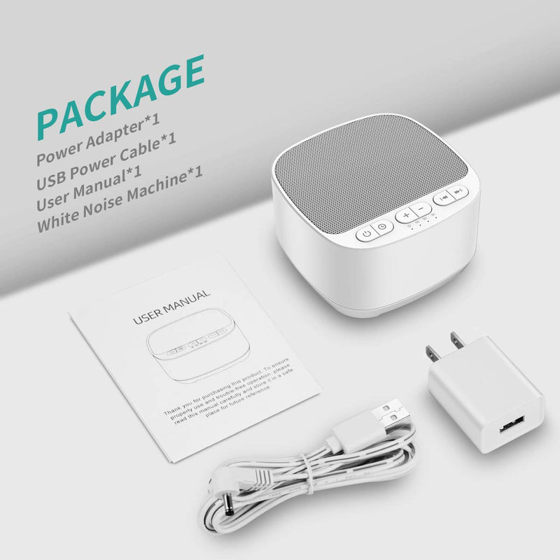 Magicteam Sleep Sound White Noise Machine with 40 Natural Soothing Sounds and Memory Function 32 Levels of Volume Sleep Timer Sound Therapy for Baby Kids Adults (AC Adapter Not Included) B-white - NewNest Australia