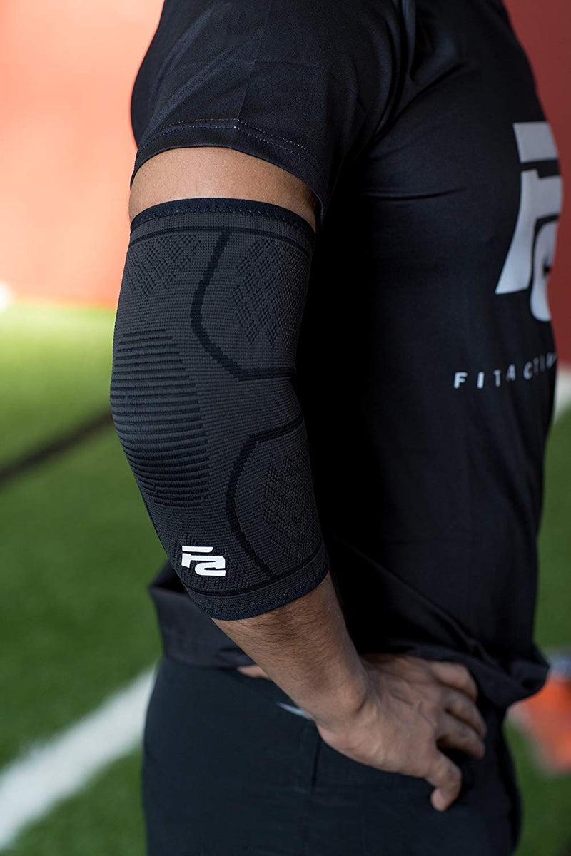 Fit Active Sports Elbow Arm Brace Compression Sleeve | Tendonitis, Epicondylitis, Golf, Tennis, Gym Recovery Support Band for Men and Women | Great for Pain Relief, Workout, Weight Lifting Black Large - NewNest Australia