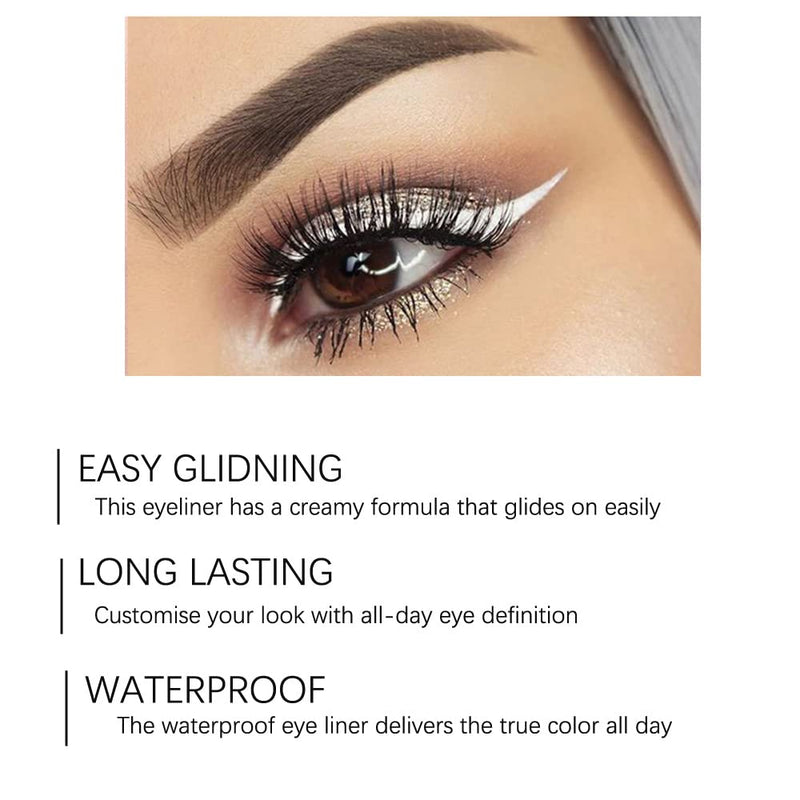 White Eyeliner Pencil, NACGUO Professional Waterproof, Long-Lasting Eyeliners Makeup Pencils - Soft Strokes, Easy Glide - Multipurpose Makeup Tool, Works as Eyeshadow, Highlighter, or Lip Liner - NewNest Australia