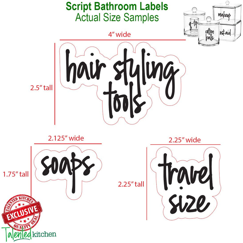 NewNest Australia - Talented Kitchen Script Bathroom Organization Labels – 123 Bath, Beauty & Makeup Preprinted Stickers. Water Resistant, Canister & Bins Labels. Vanity & Storage Decals (Script Bath – 123 Black Labels) Black Bathroom & Makeup Labels 