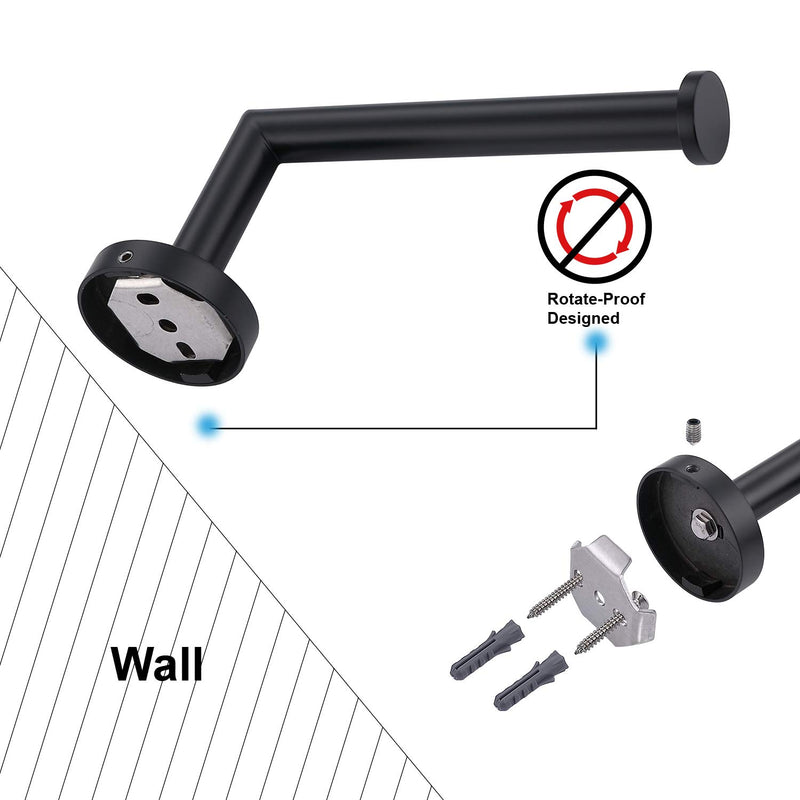 TASTOS Matte Black Toilet Paper Holder Stainless Steel, Bathroom Tissue Roll Holder Dispenser Half Open Round Wall Mount for Washroom & Kitchen (Black) - NewNest Australia