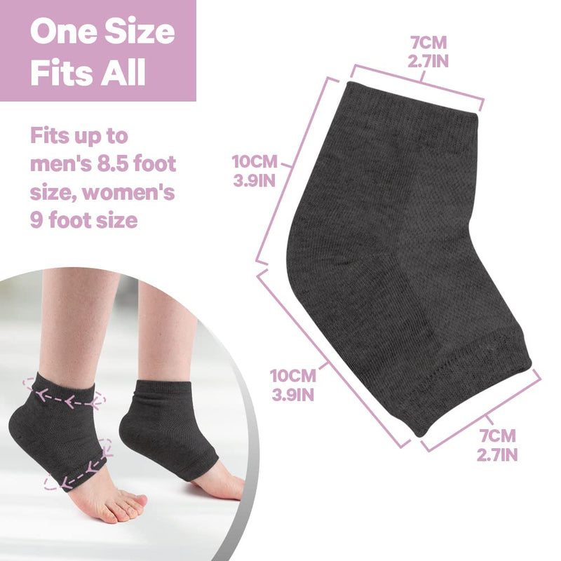 Hilph®Moisturizing Gel Heel Socks for Hard Cracked Heels, 2 Pairs Soft Ventilate Open Toe Socks for Dryness Relieve Cracked, Alleviate Heel Pressure, Spa Lotion Gel Socks (Black) Black - NewNest Australia