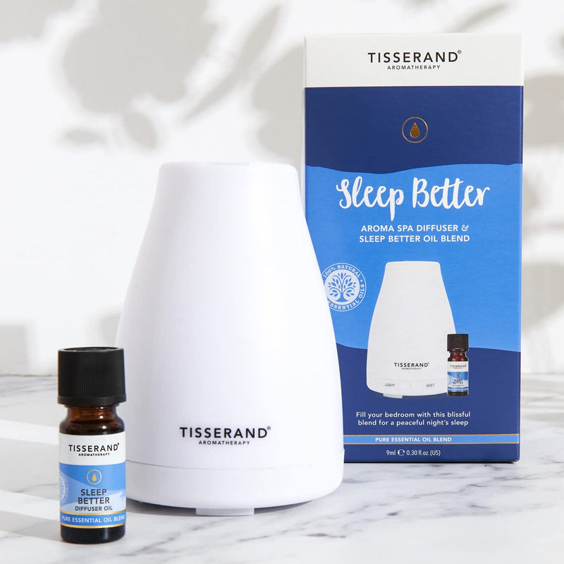 Tisserand Aromatherapy | Sleep Better | Aroma Spa Diffuser With Lavender, Jasmine & Sandalwood Diffuser Oil | 100% Pure Essential Oil Diffuser Set | 1 x 9ml Sleep Better Aroma Spa - NewNest Australia