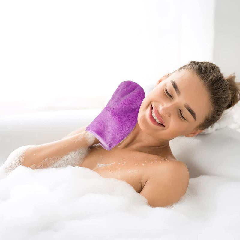 PHOGARY 8 Pcs Microfiber Wash Gloves Flannel Soft Wash Mitt Bath Spa Cloth Reusable Makeup Remover Gloves European Style Wash Cloth 15x21cm (8 Colors) 1 - NewNest Australia