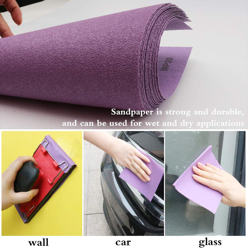 Sandpaper 120 Grit,Wet Dry Sanding Sheets,High Performance White Fused Alumina Abrasive Sand Paper for Wood Furniture Finishing,Metal Grinding,Automotive Polishing,9 x 11 Inch,Purple,10-Pack - NewNest Australia