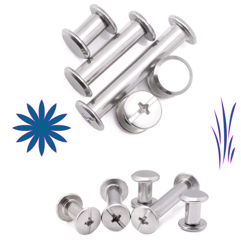 SpzcdZa 120pcs Binding Screws Posts Phillips Chicago Screw Assortment Kit for Scrapbook Photo Albums Craft and DIY Leather Decoration Bookbinding(M5 x 5/15/25/35/45/55) Silver - NewNest Australia