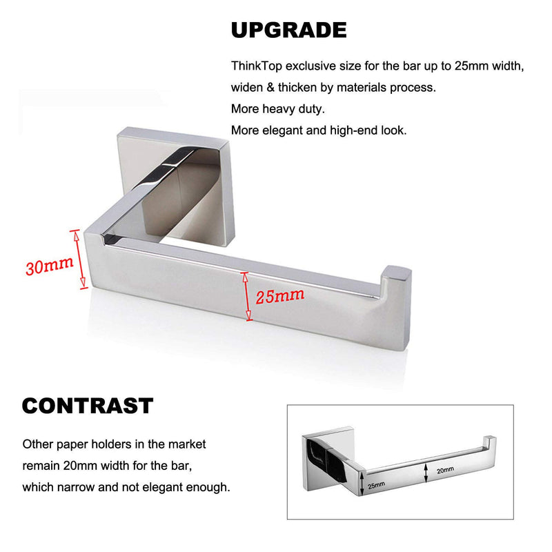 ThinkTop Luxury 304 Stainless Steel Chrome Finished Toilet Paper Holder Roll Quadrate Wall Mounted Mirror Polished Bathroom Accessories Silver 1 - NewNest Australia