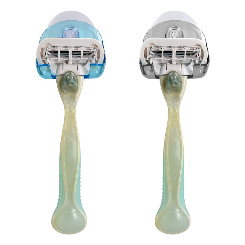 kwmobile 2x suction cup holder for razors - for glass and tiles - wet razor suction cup holder set - wall hooks in black, light blue, transparent - NewNest Australia