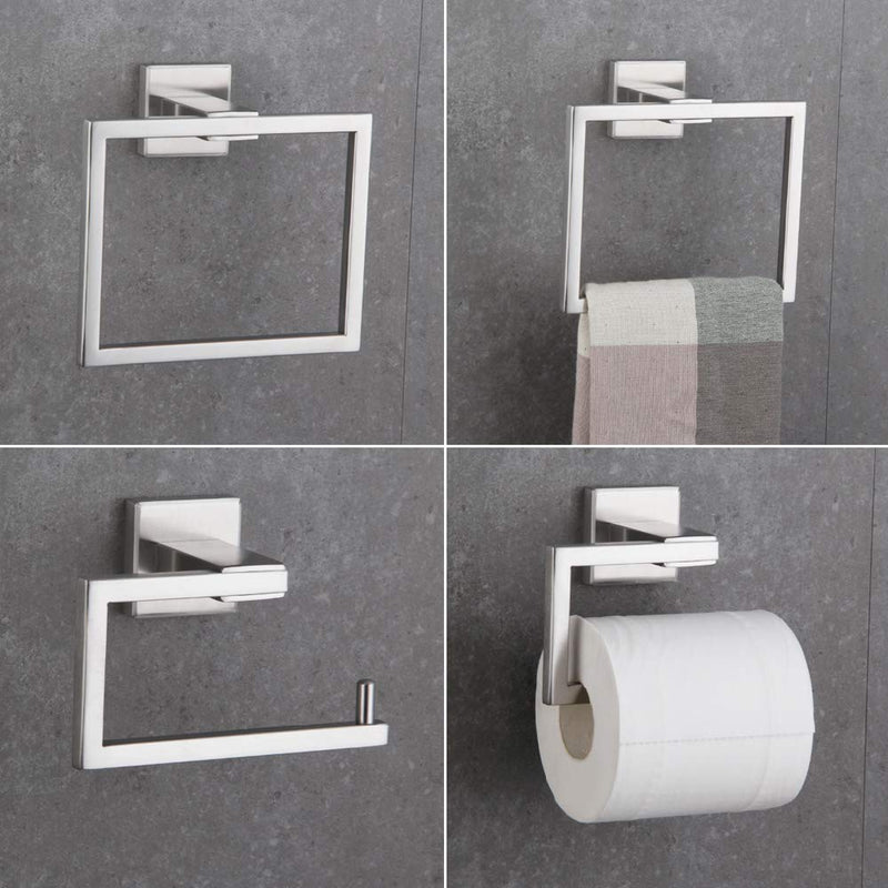 BEIGEEWY 2-Piece Bathroom Hardware Set Contemporary Stainless Steel Wall Mounted - Towel Rings Toilet Paper Holder, Brushed Finish - NewNest Australia