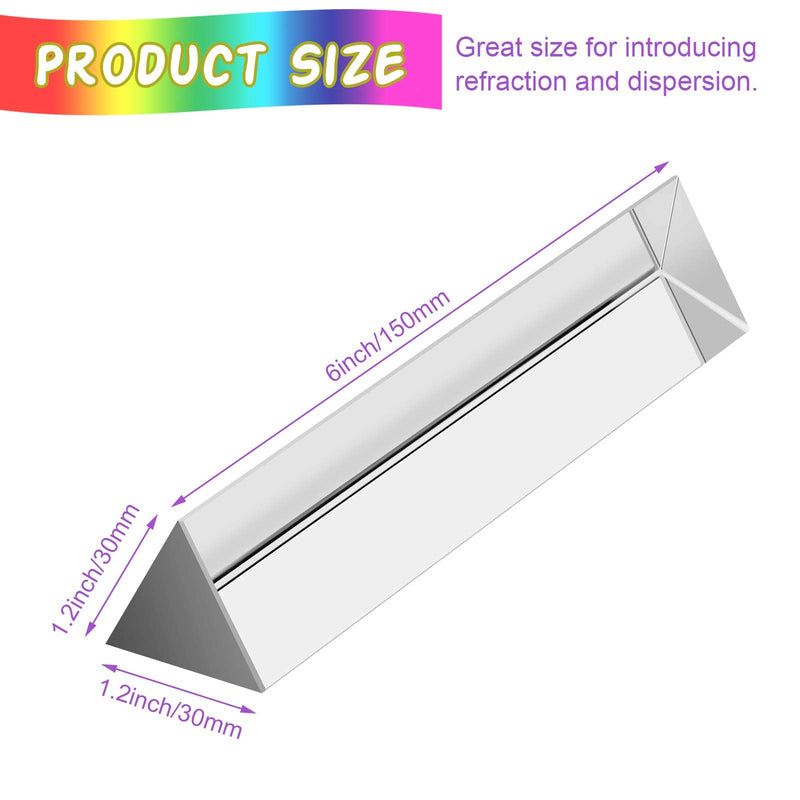 Coitak 6 inch Optical Glass Triangular Prism, Crystal Triangular Prism for Teaching Light Spectrum Physics, Photo Photography Prism Tool - NewNest Australia