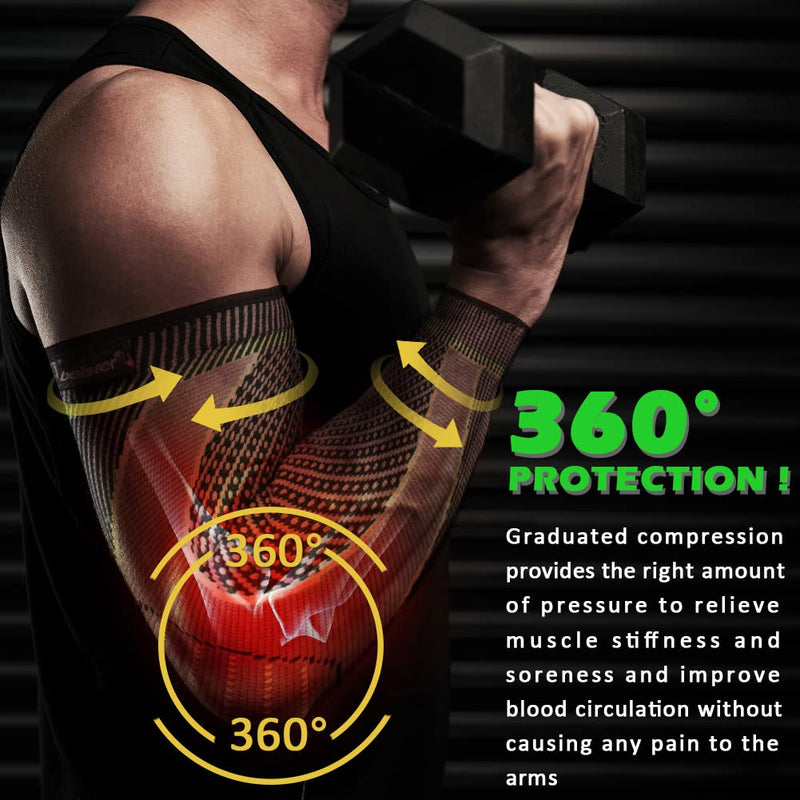 beister Elbow Braces Compression Arm Sleeves for Men & Women (1 Pair), Non-Slip Breathable Arm Support for Tendonitis, Tennis Elbow, Golf Elbow, Arthritis, Weightlifting, Workouts Green L - NewNest Australia