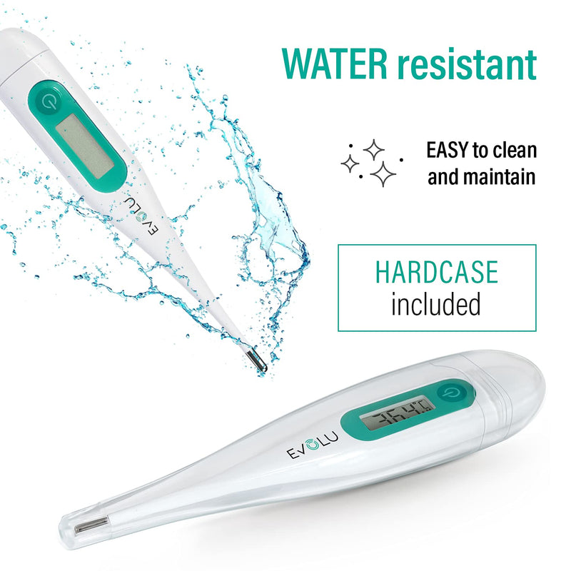 Evolu Waterproof Digital Thermometer - Temperature Measurement In Mouth, Rectal Or Armpit In 10 Seconds For Babies, Children, Adults - High Precision At 0.1¬∞C - Easy To Read Display Storage Box Digital Clinical Thermometer Simple - NewNest Australia