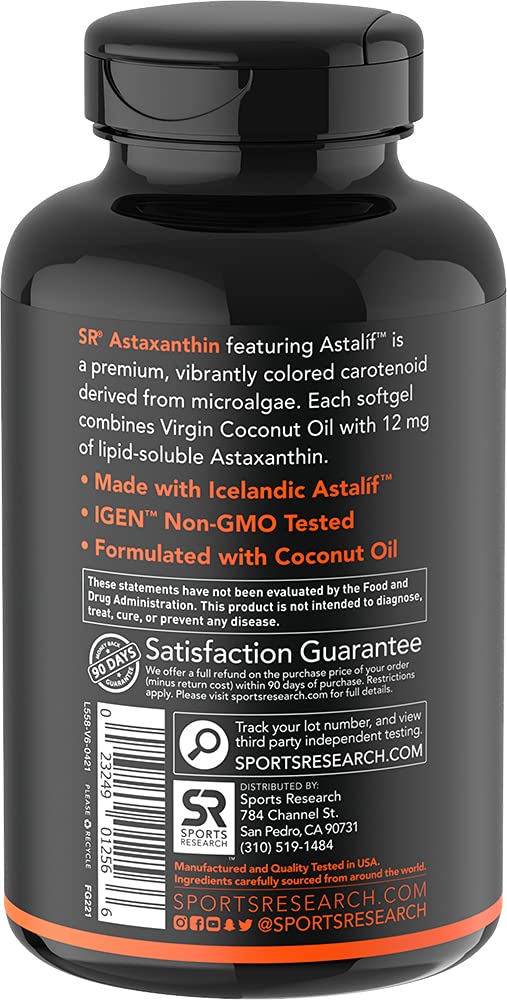 Triple Strength Astaxanthin (12mg) with Organic Coconut Oil | Non-GMO, Soy & Gluten Free - 60 Mini Softgels (2 Month Supply) 60 Count (Pack of 1) - NewNest Australia