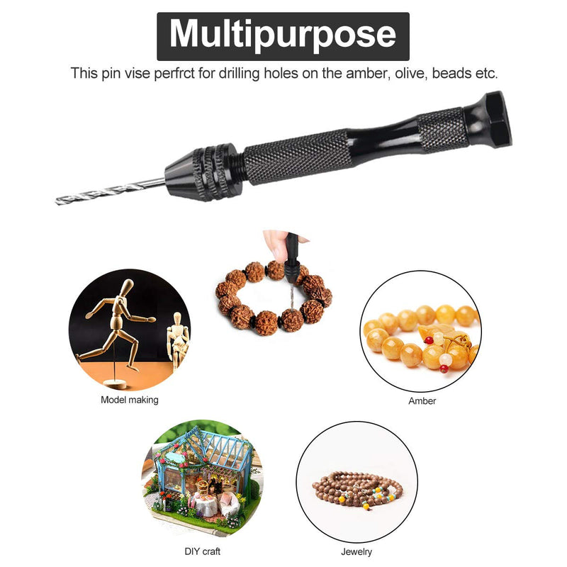 62 Pieces Pin Vises Hand Drill Bits Micro mini Twist Drill Bits Set Pin Vice Rotary Tools with Carving Clamp for Craft Carving, DIY, Woodworking, Plastic, Jewelry, Resin or Model Making (0.3-3.0mm) - NewNest Australia