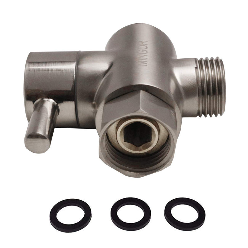 Shower Arm Diverter Valve for Hand Held Showerhead and Fixed Spray Head,G 1/2 3-Way Bathroom Universal Shower System Replacement Part/Brass (Brushed Nickel) Brushed Nickel - NewNest Australia