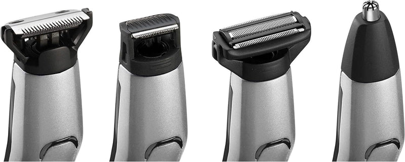 BaByliss Men 11-in-1 Titanium Multi-Grooming Kit Waterproof Twill Hair Trimmer, Beard Trimmer, Nose Hair Trimmer, Eyebrow, Detail Trimmer and Multifunctional Trimmer, Includes Bag, Silver Black MT861E - NewNest Australia