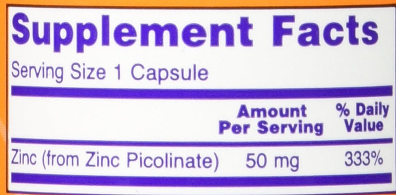 NOW Foods Zinc Picolinate 50mg,120 Capsules (Pack of 2) 120 Count (Pack of 2) - NewNest Australia