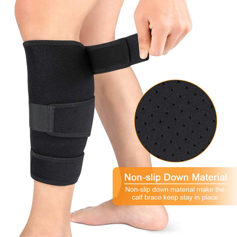 Calf Brace, Shin Splint Support Lower Leg Compression Wrap with Adjustable Three Anti-Slip Strap Support for Pulled Calf Muscle Pain Strain Injury, Sprain and Swelling, Fits Men and Women (Black) - NewNest Australia