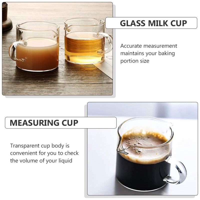 Hemoton 2pcs Glass Milk Frothing Pitcher with Measurement Glass Milk Coffee Cappuccino Latte Art Steaming Pitcher Barista Milk Jug Double Mouth Cup for Coffee Milk Art Supplies 40ml - NewNest Australia