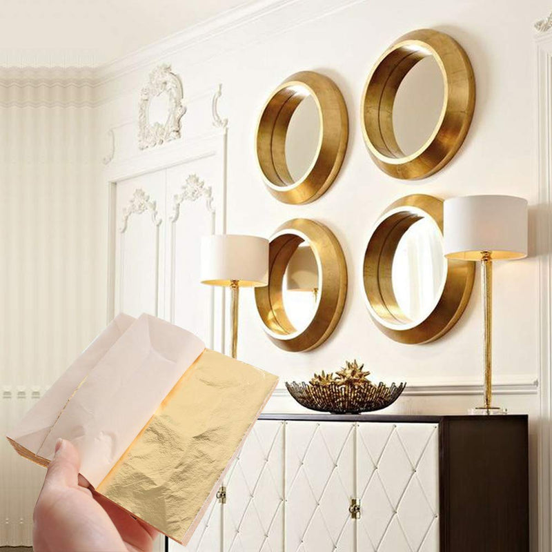 Imitation Gold Leaf for Arts, Gold Foil for Gilding Crafting,Home Decoration, Furniture,Painting 100 Sheets 5.5" by 5.5" gold 14cm - NewNest Australia