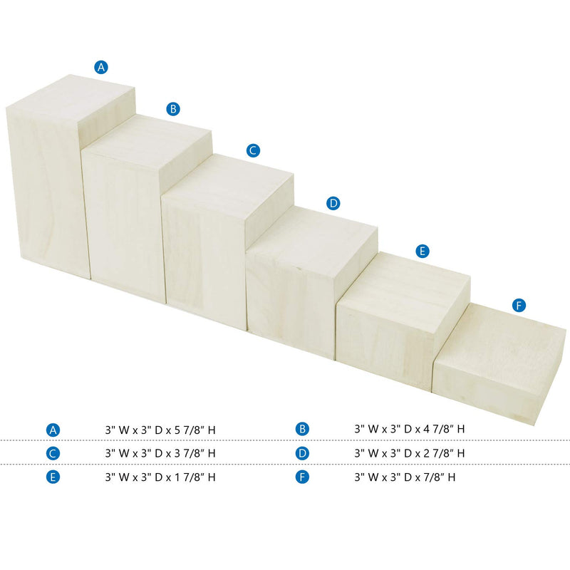 NewNest Australia - Mooca Wooden 6 Pcs Square Risers for Display Jewelry and Accessories Display Stand Wooden Display Risers, Wood Jewelry Risers Wood Figurine Display Risers, Wash White 