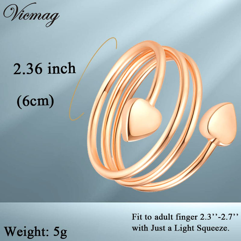 Vicmag 2PCS Magnetic Copper Rings for Women Magnet Copper Rings with 3500 Gauss Magnets 100% Solid Pure Copper Adjustable with Jewelry Gift Box (Love Heart) A Rose Gold - NewNest Australia