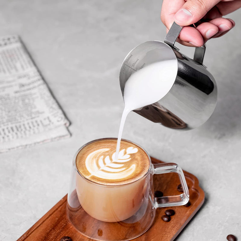 Stainless Steel Milk Frothing Pitcher, 12oz/350ml Milk Coffee Cappuccino Latte Art Frothing Pitcher Barista Milk Jug Cup 350ml Silver - NewNest Australia