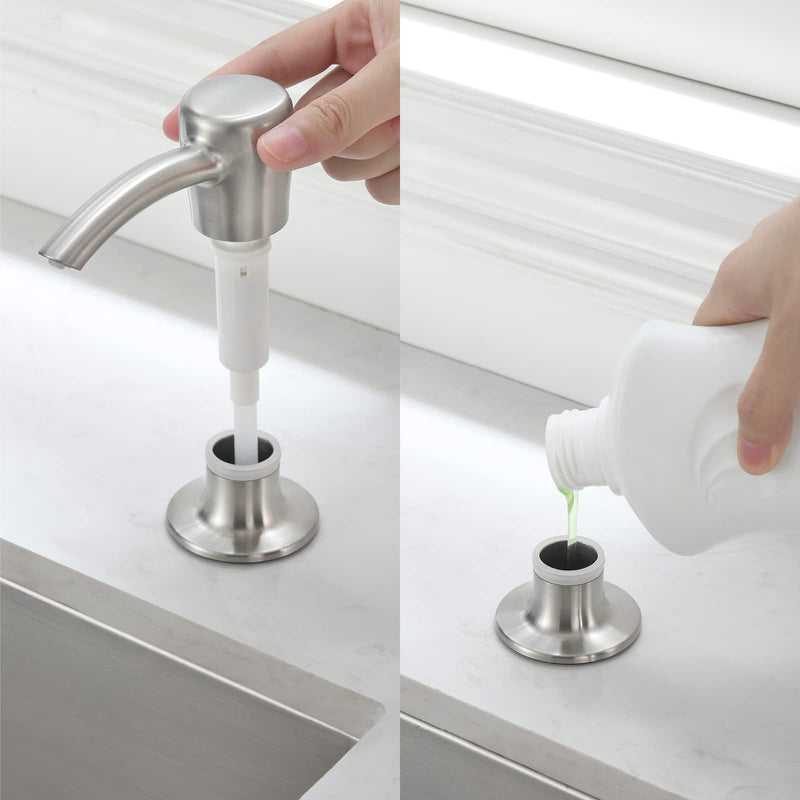 Kitchen Sink Soap Dispenser, Build in Sink Soap Dispenser, Deck Mounted Soap Dispenser, Brushed Nickel RULIA RB2005 - NewNest Australia