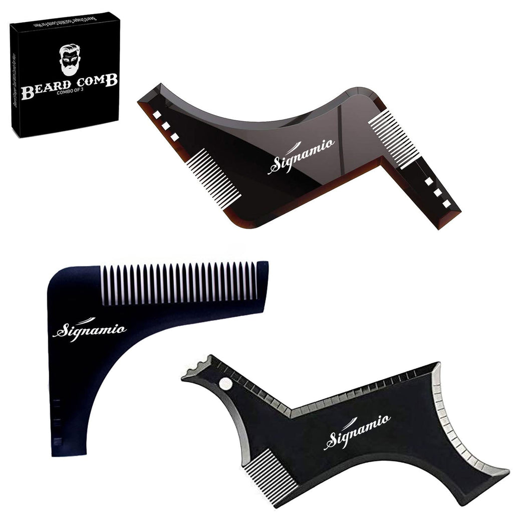 Beard Shaper Template Beard Shaping Tool Styling Comb Stencil for Goatee Mustache Sideburns, Facial Hair Trimming Guide Grooming Shaper for Men, Jaw/Cheek/Neck Line, Symmetric/Curve/Step/Straight Cut Black - NewNest Australia