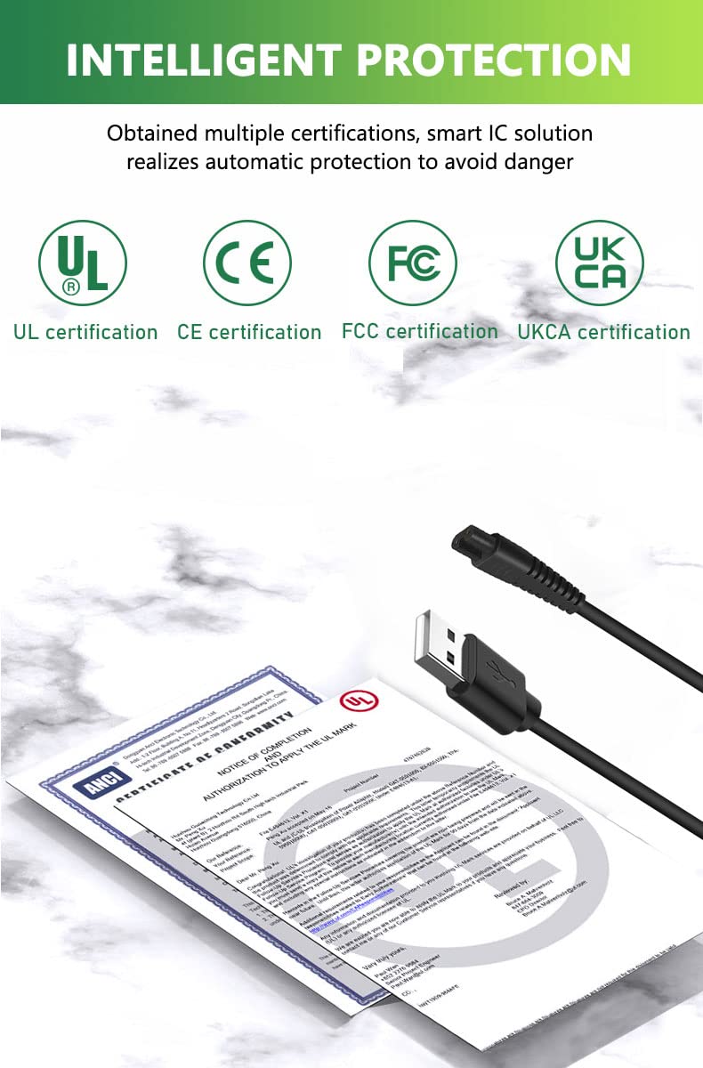 Bouge Charger Cable Power Cord Compatible with Hatteker Hair Clipper Cordless Razor Beard Trimmer Shaver RFC-588 RFC-598 RFC-690 RFC-692 RFC-696 RSCX-9598 RSCX-7568 Black Charging Cable 5FT - NewNest Australia
