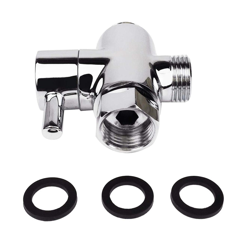 Brass Shower Arm Diverter Valve for Hand Held Showerhead and Fixed Spray Head,G 1/2 3-Way Bathroom Universal Shower System Replacement Part(Polished Chrome) Chrome Plated - NewNest Australia