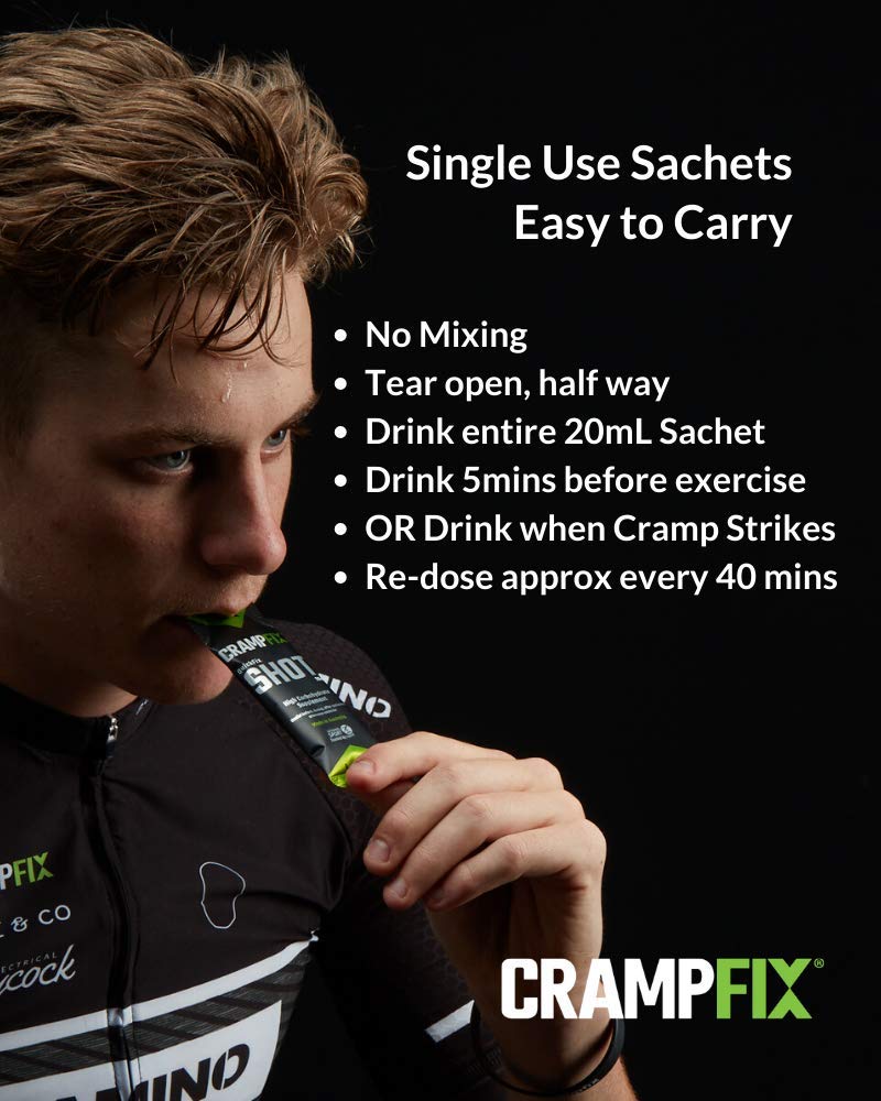 CrampFix Sports Shot, Prevents and Relieves Muscle Cramps, Leg, Calf, Hamstring Cramps, 9 Pack Easy Carry Sachet Shots, All Natural Raspberry - NewNest Australia