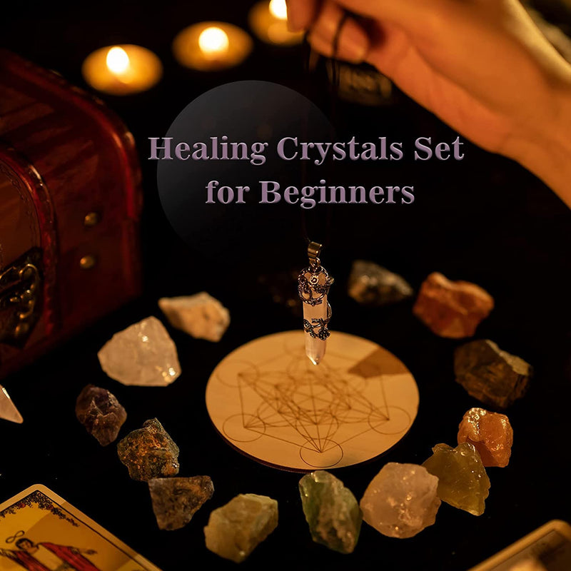 Crystals and Healing Stones for Attract Love, 28 Pcs Rose Quartz Crystals Kit, Chakra Self Love Healing Crystal with Gift Wooden Box for Wicca Beginners Reiki Yoga Meditation (18 PCS) 18 Pcs - NewNest Australia