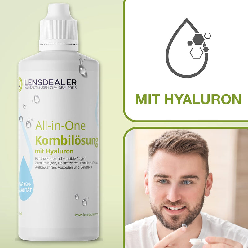 Lensdealer contact lens liquid for soft lenses, care product with hyaluronic acid, all-in-one combination solution 4 bottles of 360ml contact lens liquid incl. 4 lens containers - NewNest Australia