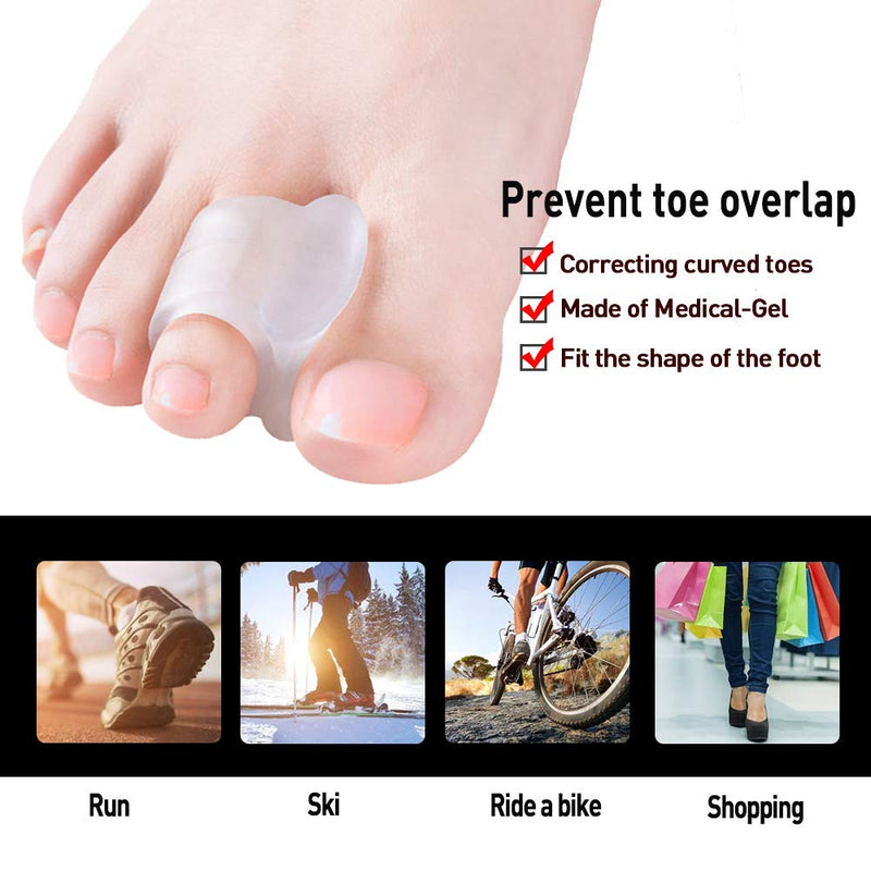 Welnove Toe Stretcher, 10x Gel Toe Separators for Bunion Correction, Overlapping Toes (Transparent Silicone Toe Separators) White-10 Large - NewNest Australia