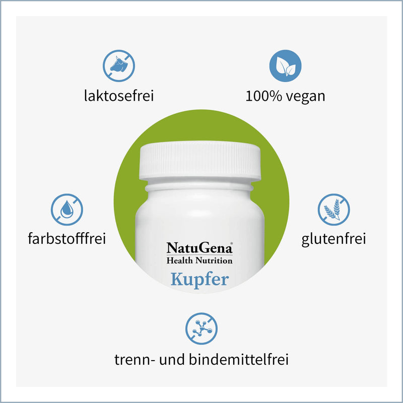 NatuGena copper / copper complex from the three copper forms gluconate, bisglycinate and citrate / 90 capsules HPMC / 3 month pack - NewNest Australia