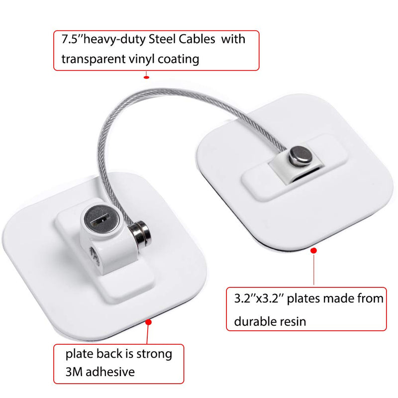 Fridge Lock,Refrigerator Locks,Freezer Lock with Key for Child Safety,Locks to Lock Fridge and Cabinets (White Fridge Lock-1Pack) 1 - NewNest Australia