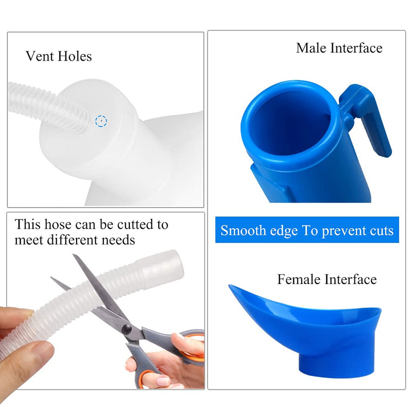 OOCOME Urine Bottle Portable Female Urinal Pee Bottle, Leak Proof Urinal Bottles Urine Funnel and Bottle Female Portable Potty Bed Pan for Adults Elderly Car Travel Camping - NewNest Australia