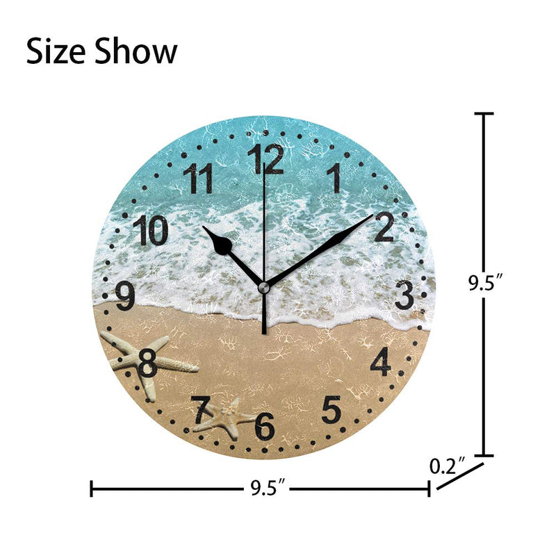 NewNest Australia - Bathroom Clock Seashell Decorative Wall Clock Non-Ticking Silent Clocks for Living Room Decor 