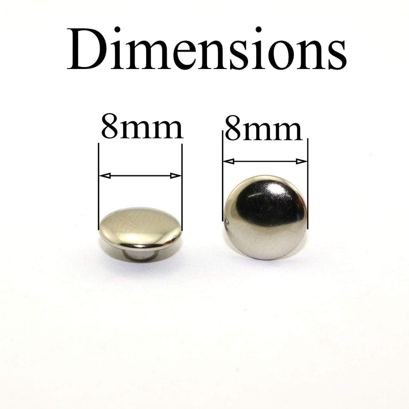 120pcs 8x8mm Silver Double Cap Rapid Rivets Round Head Decorative Rivets DIY Leather Craft Studs 5/16 inch - NewNest Australia