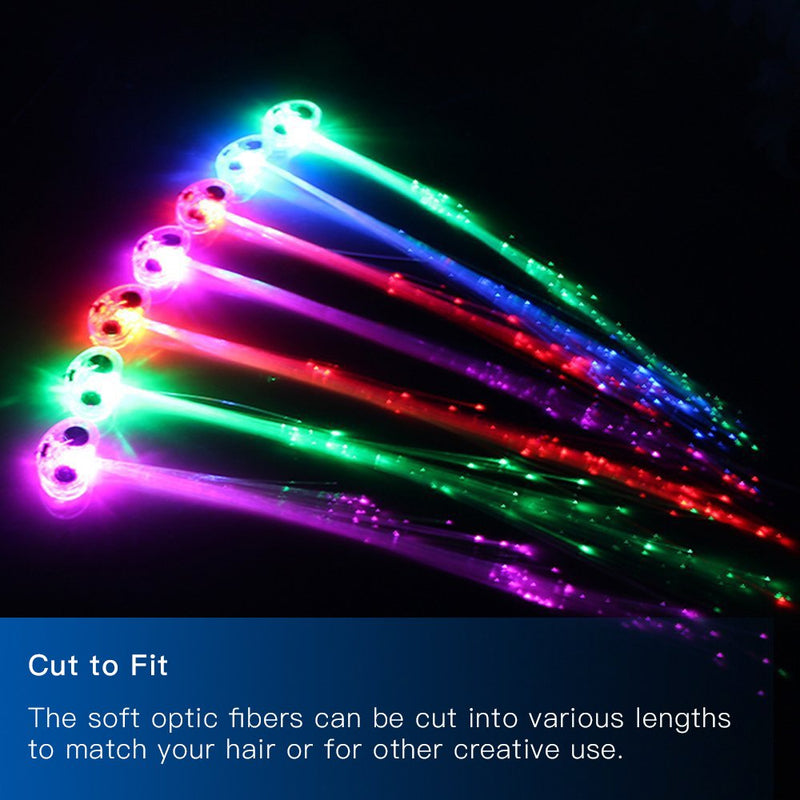 Novelty Place 24Pcs LED Light-Up Fiber Optic Hair Extension with Barrette Party Light Set - Alternating Changing Colors (14 Inch) - NewNest Australia