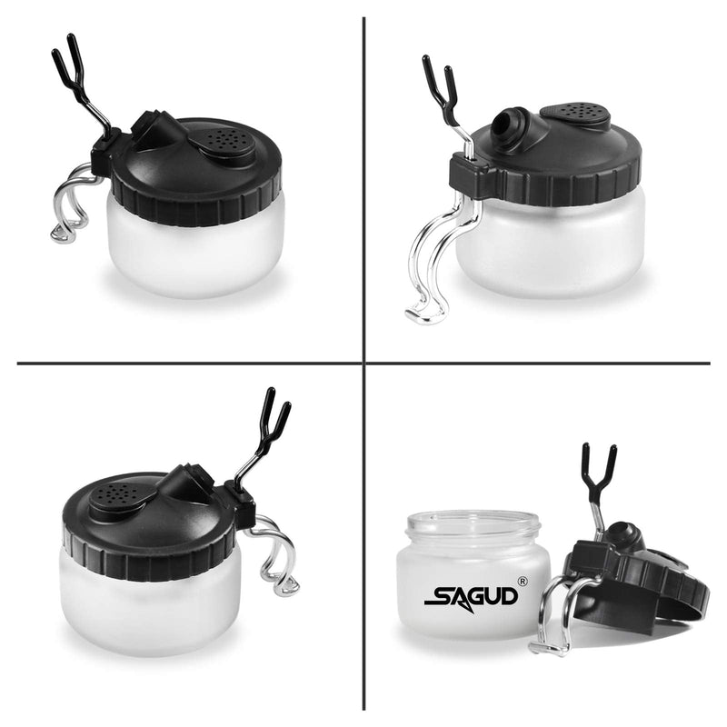 SAGUD Airbrush Cleaning Pot Strong Glass Bottles Kit with Airbrush Holder Station - NewNest Australia